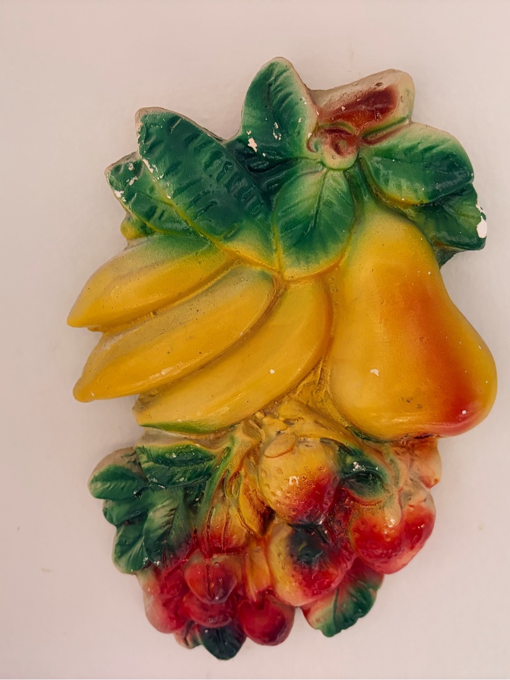 Vintage Chalkware Fruit Wall Decor Kitchen Wall Hanging Retro Kitsch